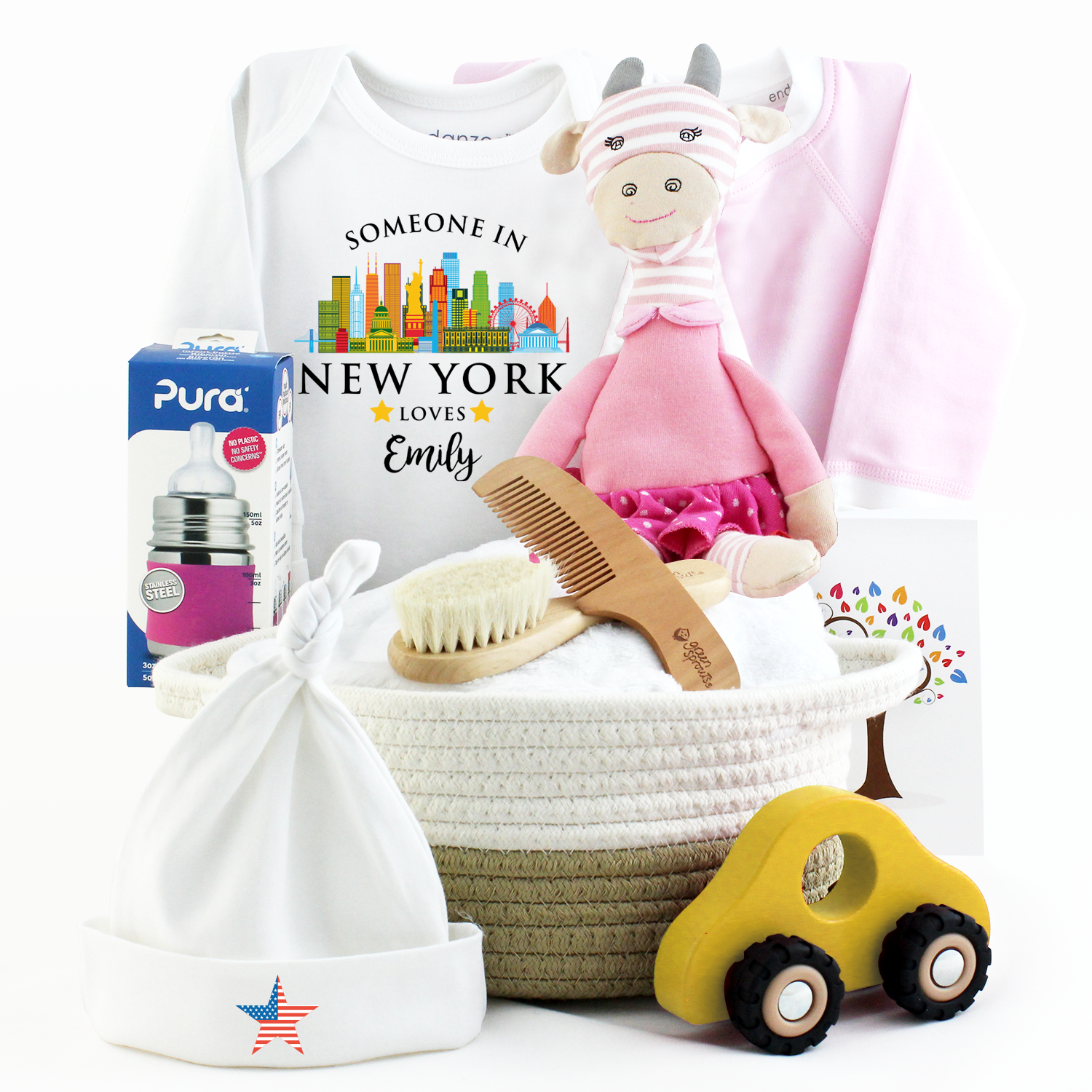 Zeronto Baby Girl Gift Basket - Someone in New York Loves Baby