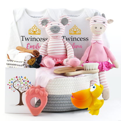 Zeronto Twin Baby Girl Gift Basket - Beautiful Twincess