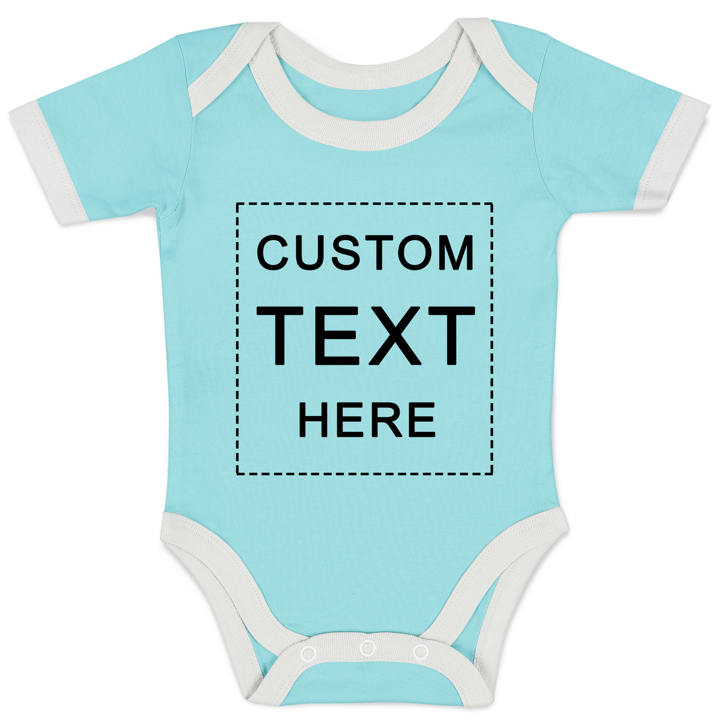 Custom Text Organic Baby Bodysuit (Aqua / Short Sleeve)