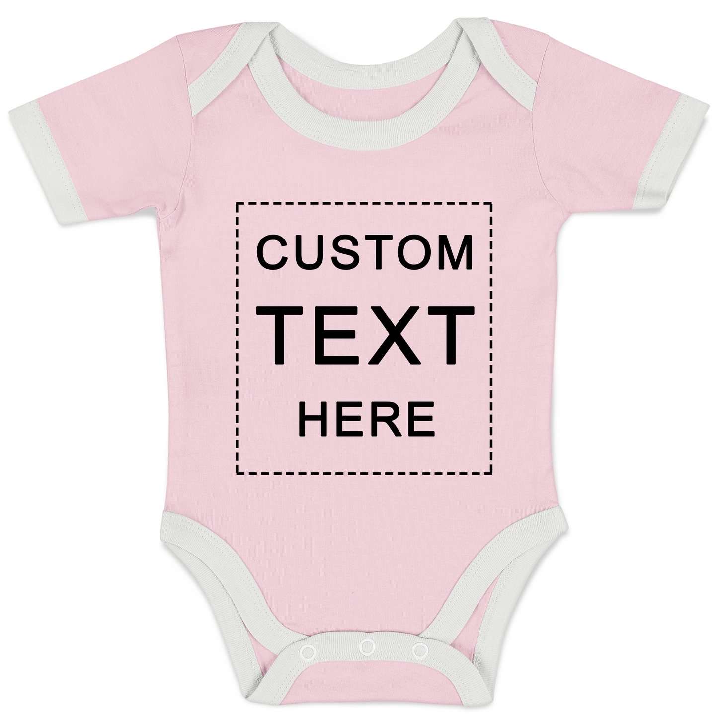 Custom Text Organic Baby Bodysuit (Pink)