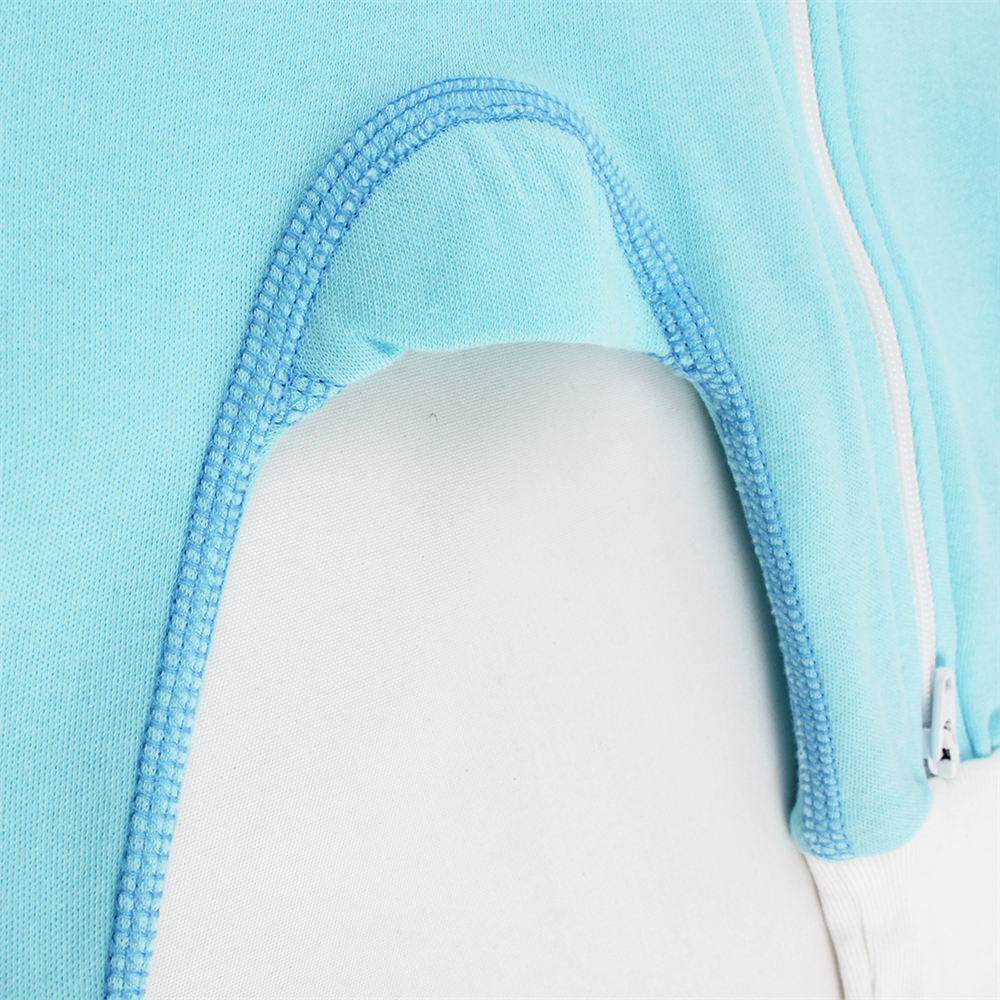 Endanzoo Classic Snuggle Organic Long Sleeve Double Zippered Romper - Aqua