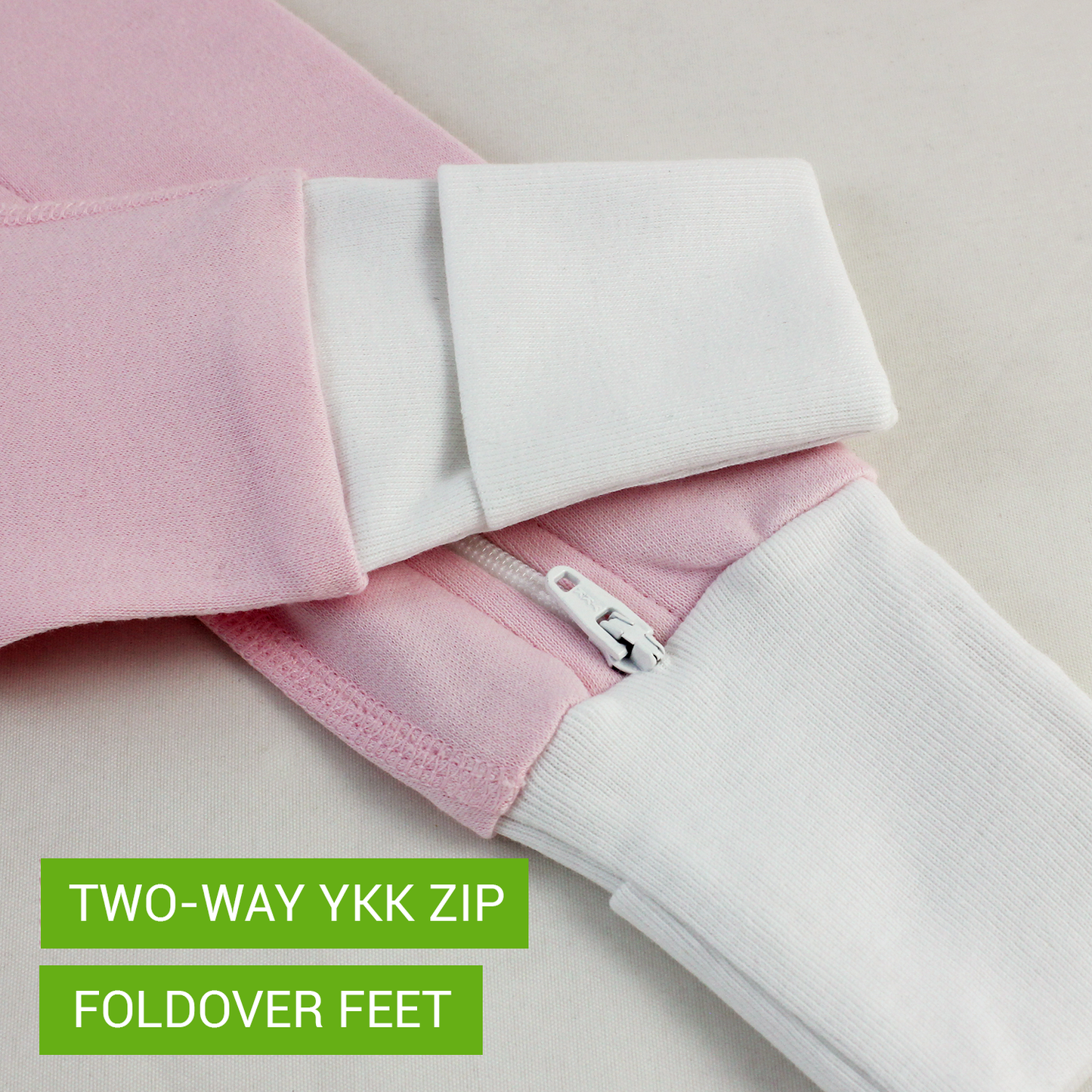 Endanzoo Classic Snuggle Organic Long Sleeve Double Zippered Romper - Pink