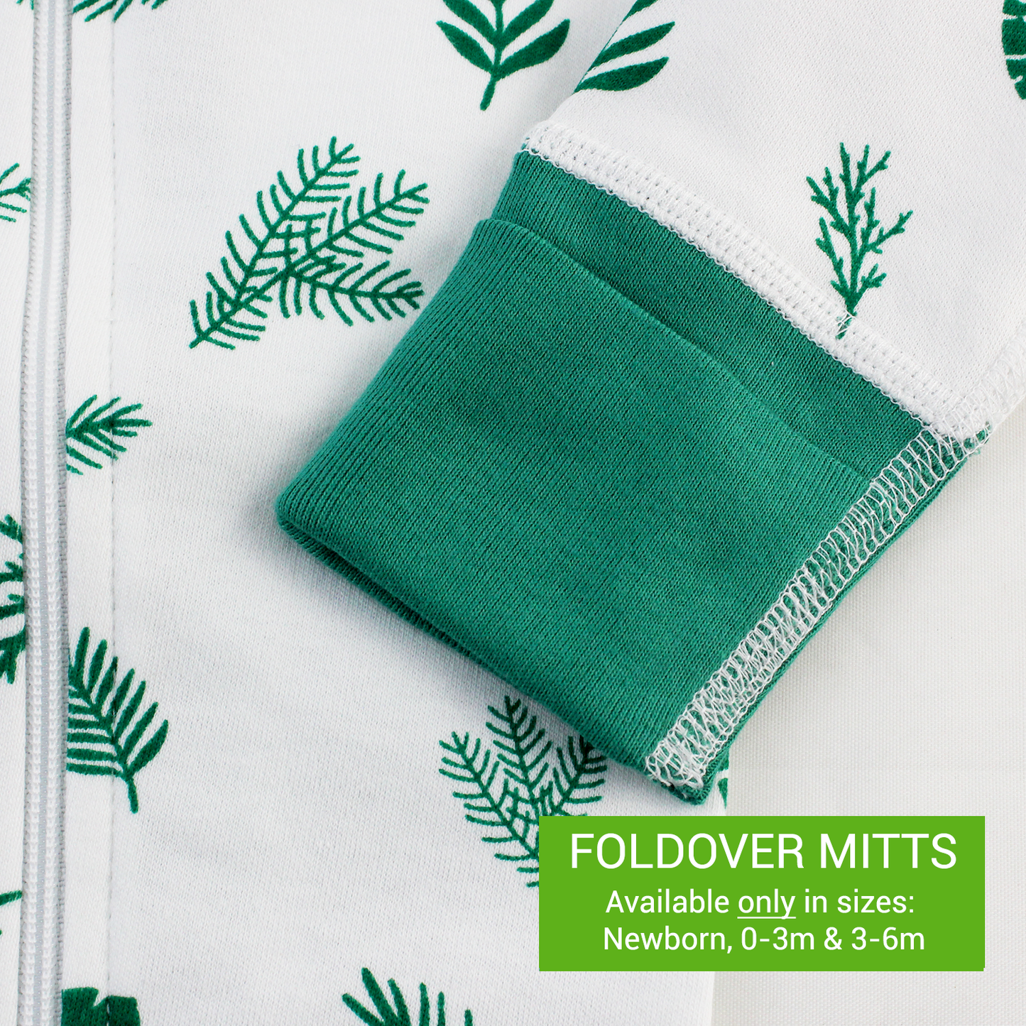 Endanzoo Organic Long Sleeve Double Zippered Romper-Tropical Leaves