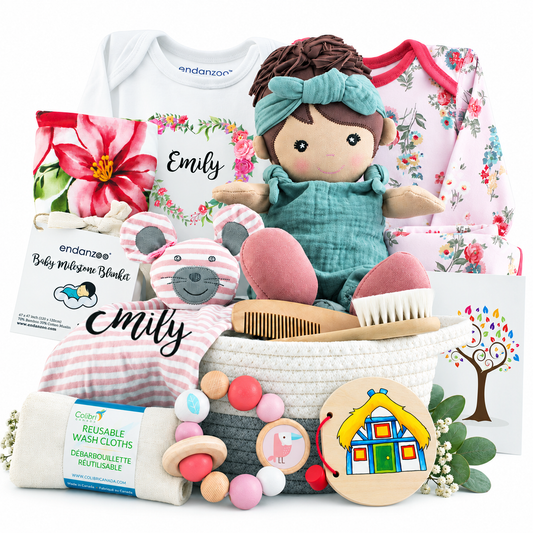 Zeronto Luxury Baby Girl Gift Basket 2-Tier - Cutie Pie in the Wonderland