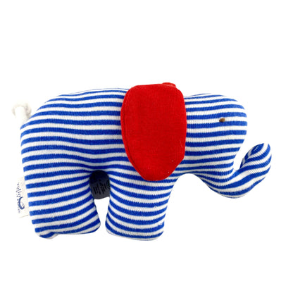 Under The Nile Organic Scrappy Elephant (Blue & White Stripe/ Red Ears)