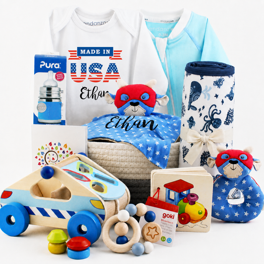 Zeronto Baby Boy Gift Basket - American Hero in Training