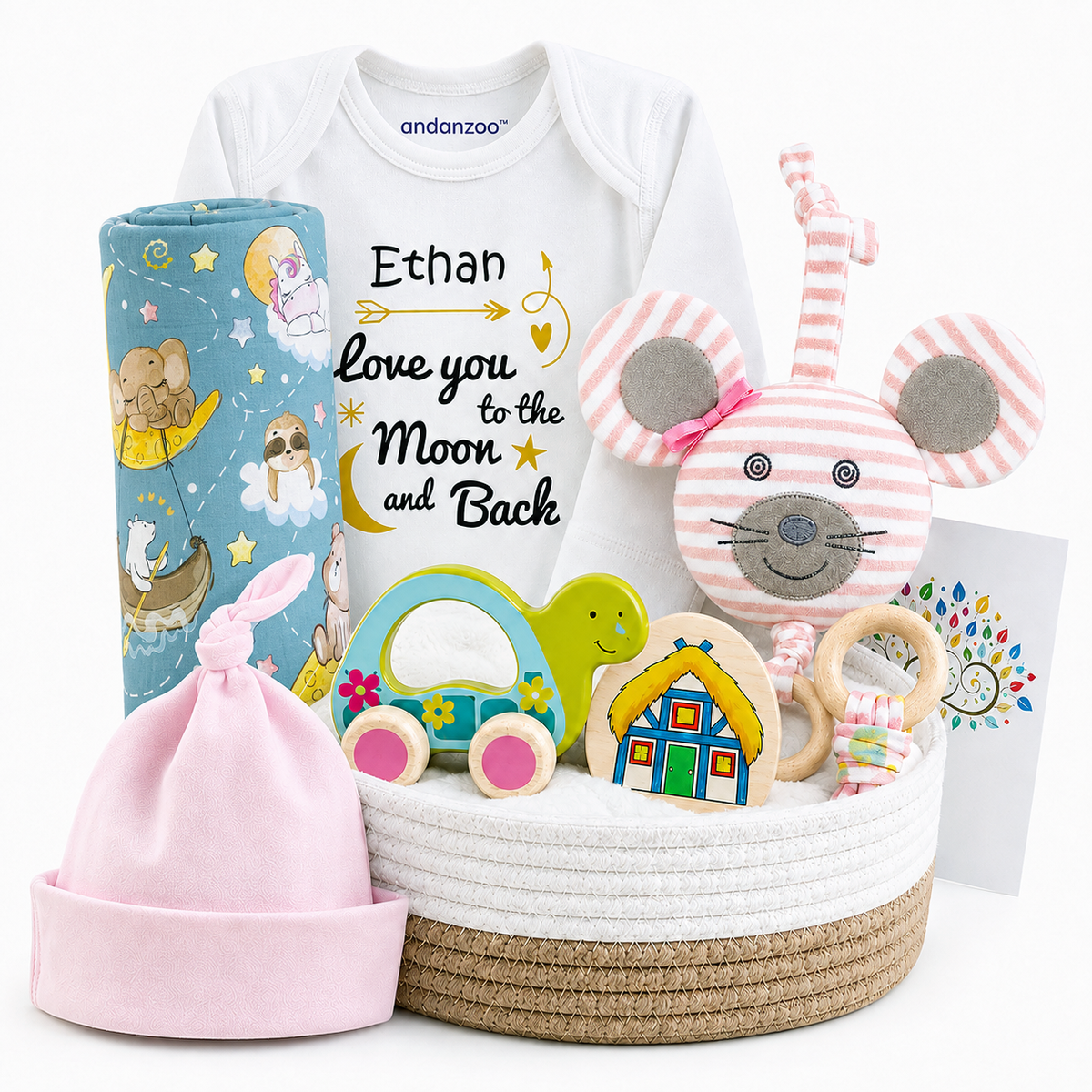 Zeronto Baby Gift Box - Moon and Stars Girl
