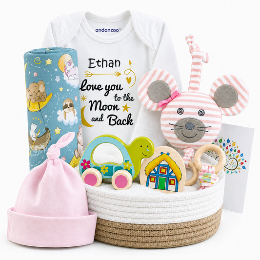 Zeronto Baby Gift Box - Moon and Stars Girl
