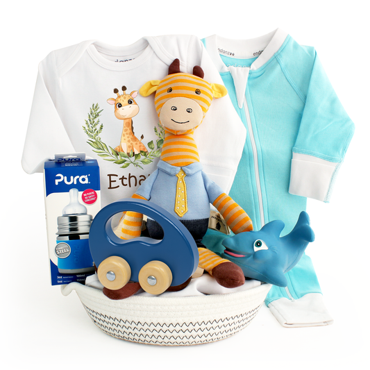 Zeronto Baby Boy Gift Basket - Safari Giraffe