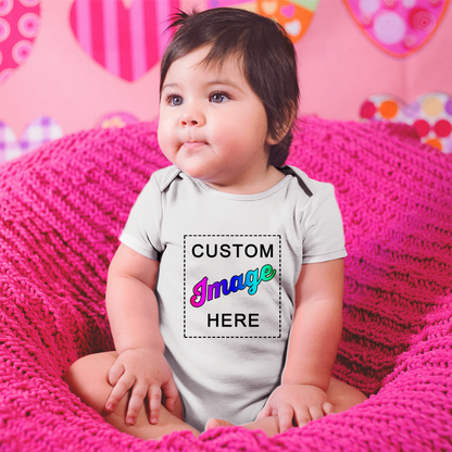 Custom Image Organic Baby Bodysuit (White / Short Sleeve)