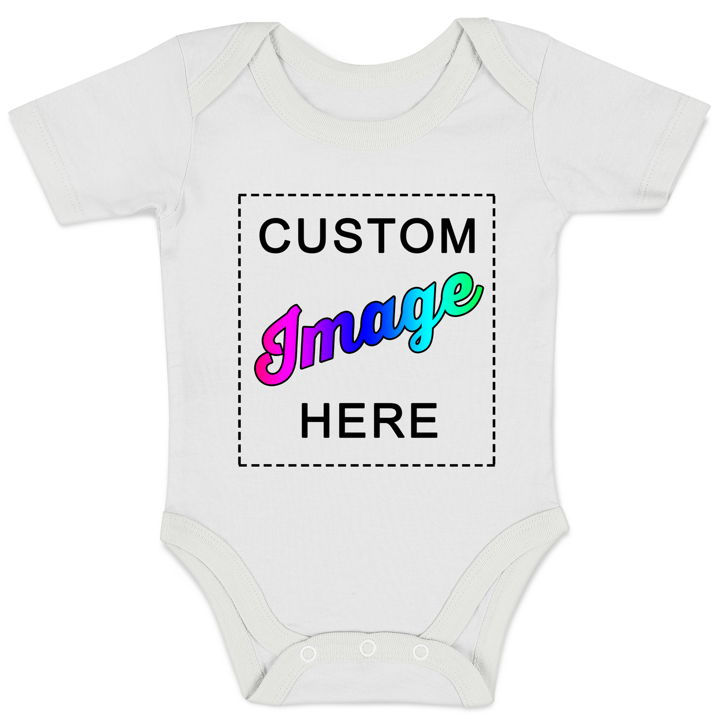 Custom Image Organic Baby Bodysuit (White / Short Sleeve)