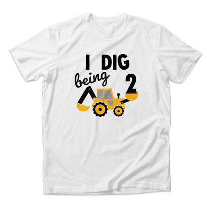 I Dig Being Two Organic Kids Short Sleeve Tee Shirt I 2 Year Old Brother Digging