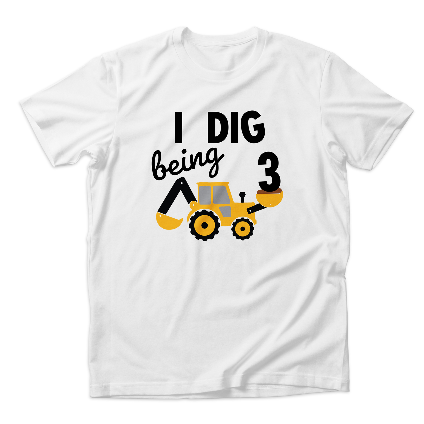 I Dig Being Three Organic Kids Short Sleeve Tee Shirt I 3 Year Old Brother Digging