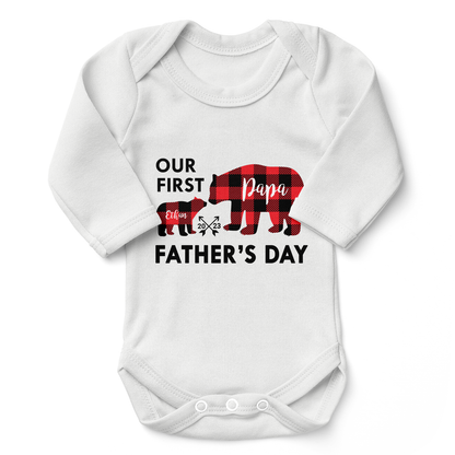Personalized Matching Dad & Baby Organic Outfits - First Father's Day (Bear Family)