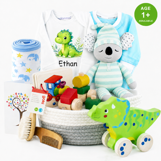 Zeronto Baby Boy Gift Basket - Green Dino & Friends