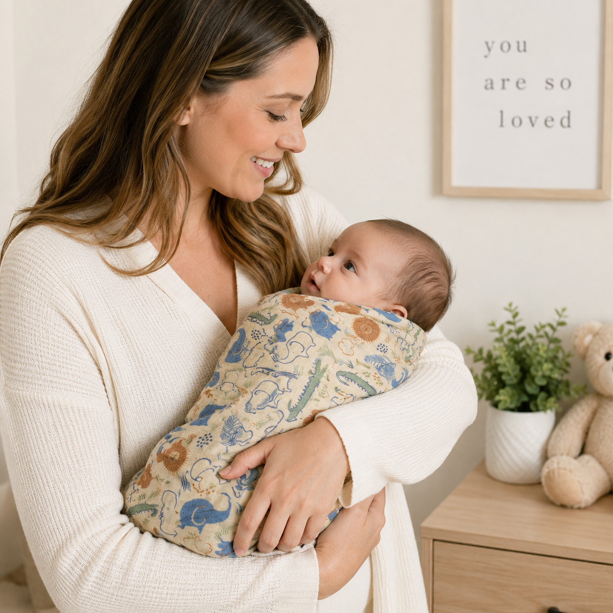 Ecolysium Essential Cotton Swaddles - Safari