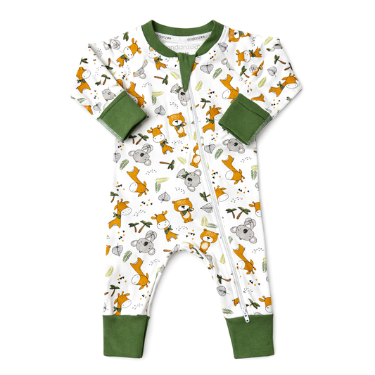 Endanzoo Organic Double Zippered Romper - Jungle Cuties