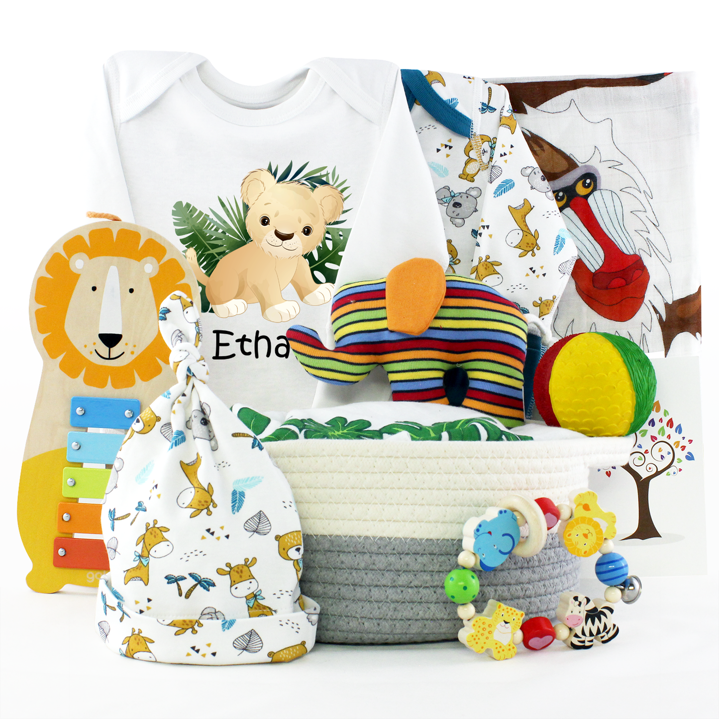 Zeronto Baby Gift Basket - Little Lion & Jungle Friends