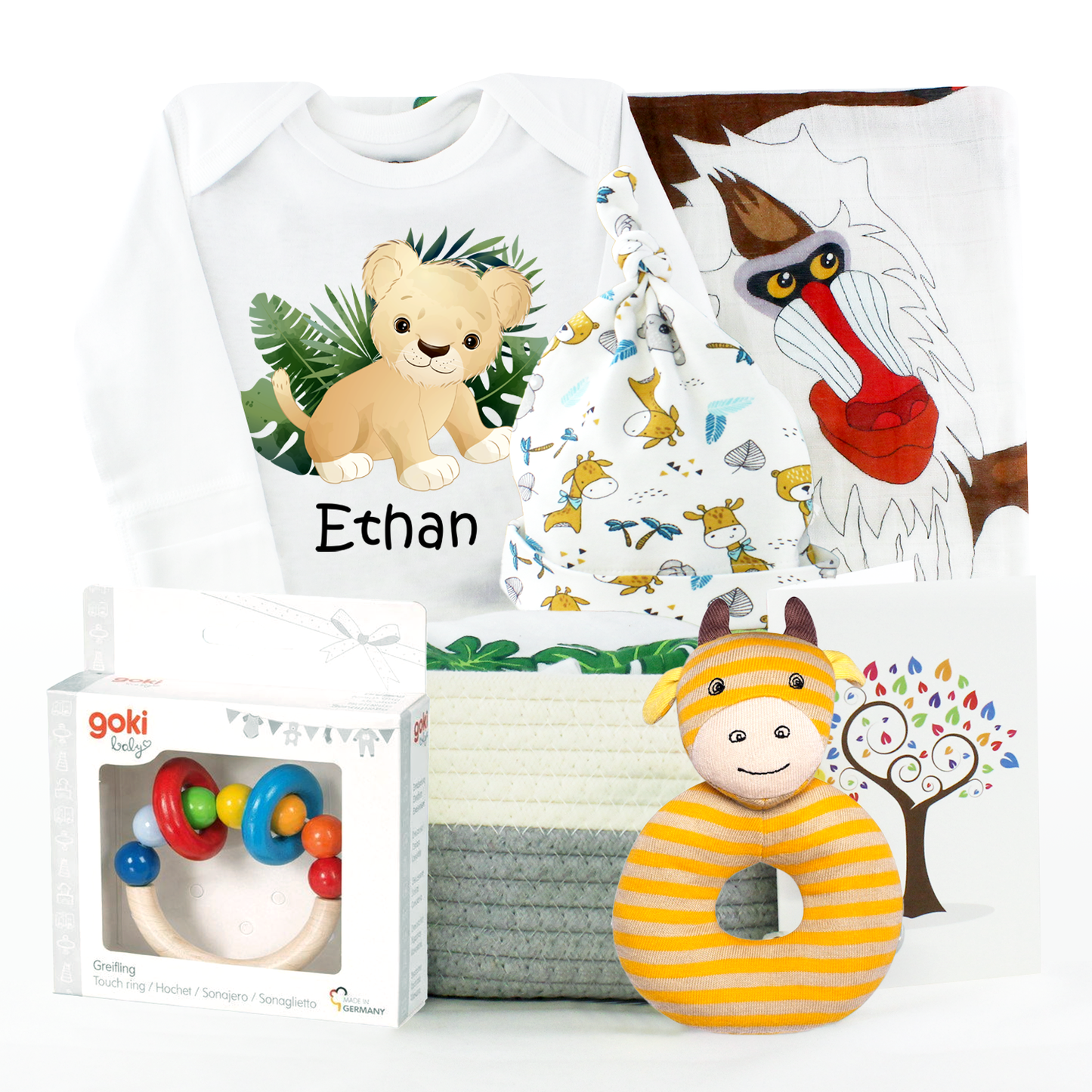 Zeronto Baby Gift Basket - King of the Crib and Jungle Friends