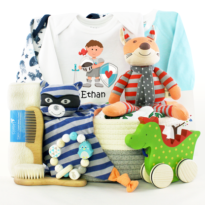 Zeronto Baby Boy Gift Basket - The Knight Has Arrived
