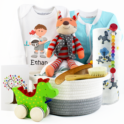 Zeronto Baby Boy Gift Basket - Little Knight and the Dragon