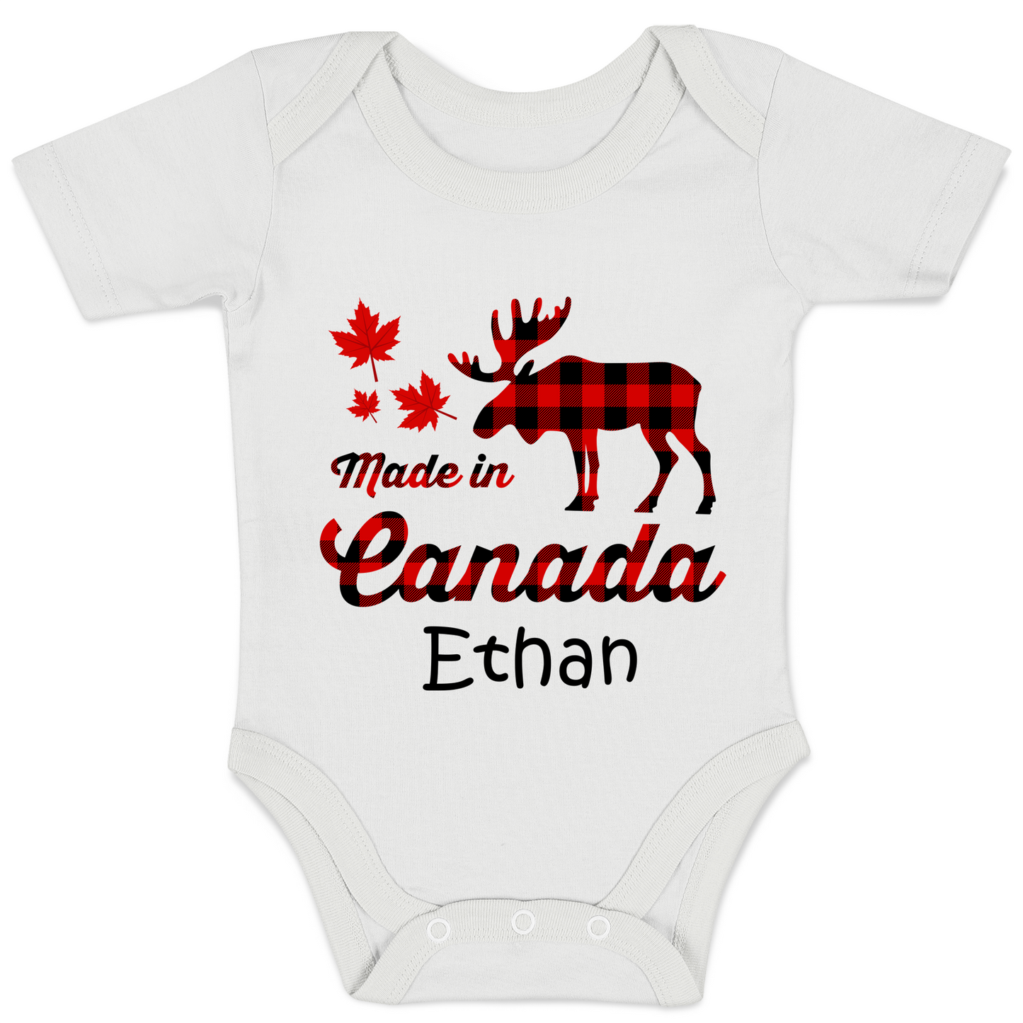 Personalized Organic Baby Bodysuit - Made In Canada (White)