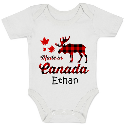 Personalized Organic Baby Bodysuit - Made In Canada (White)