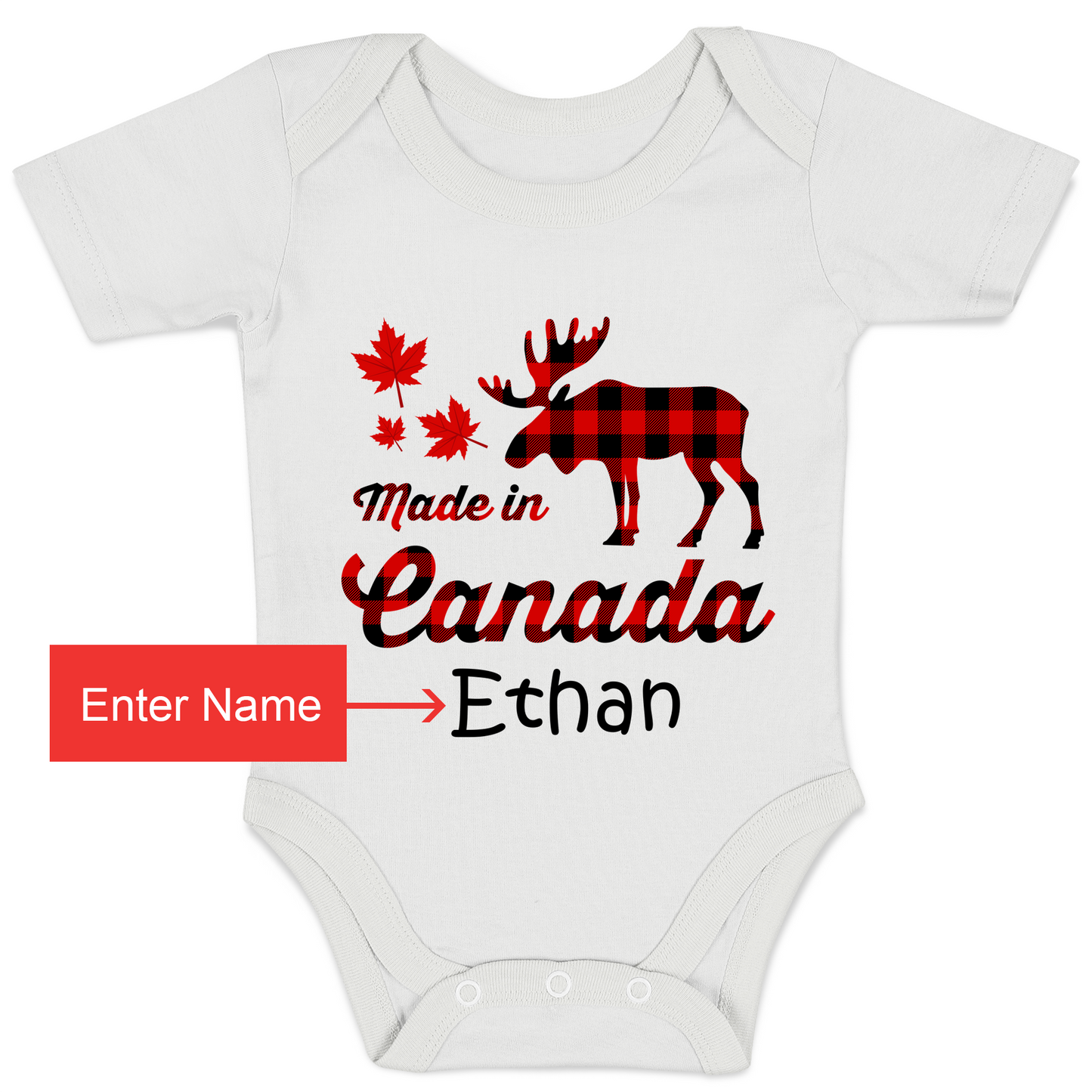 Personalized Organic Baby Bodysuit - Made In Canada (White)