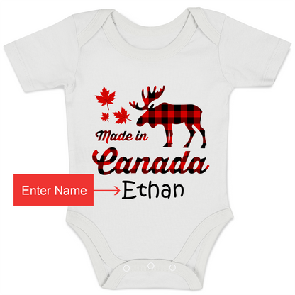 Personalized Organic Baby Bodysuit - Made In Canada (White)