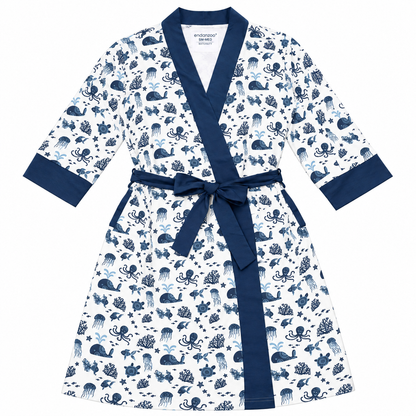 Endanzoo Organic Cotton Maternity Robe - Deep Sea