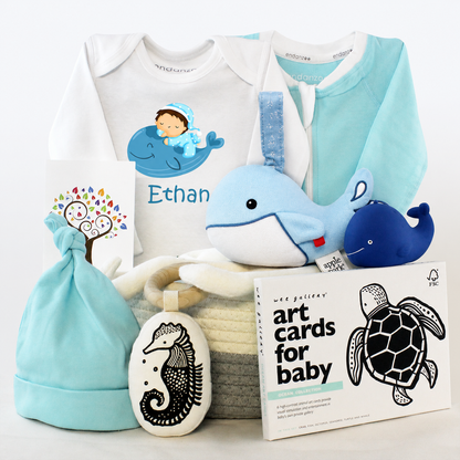 Zeronto Baby Boy Gift Basket - Mighty Blue Ocean
