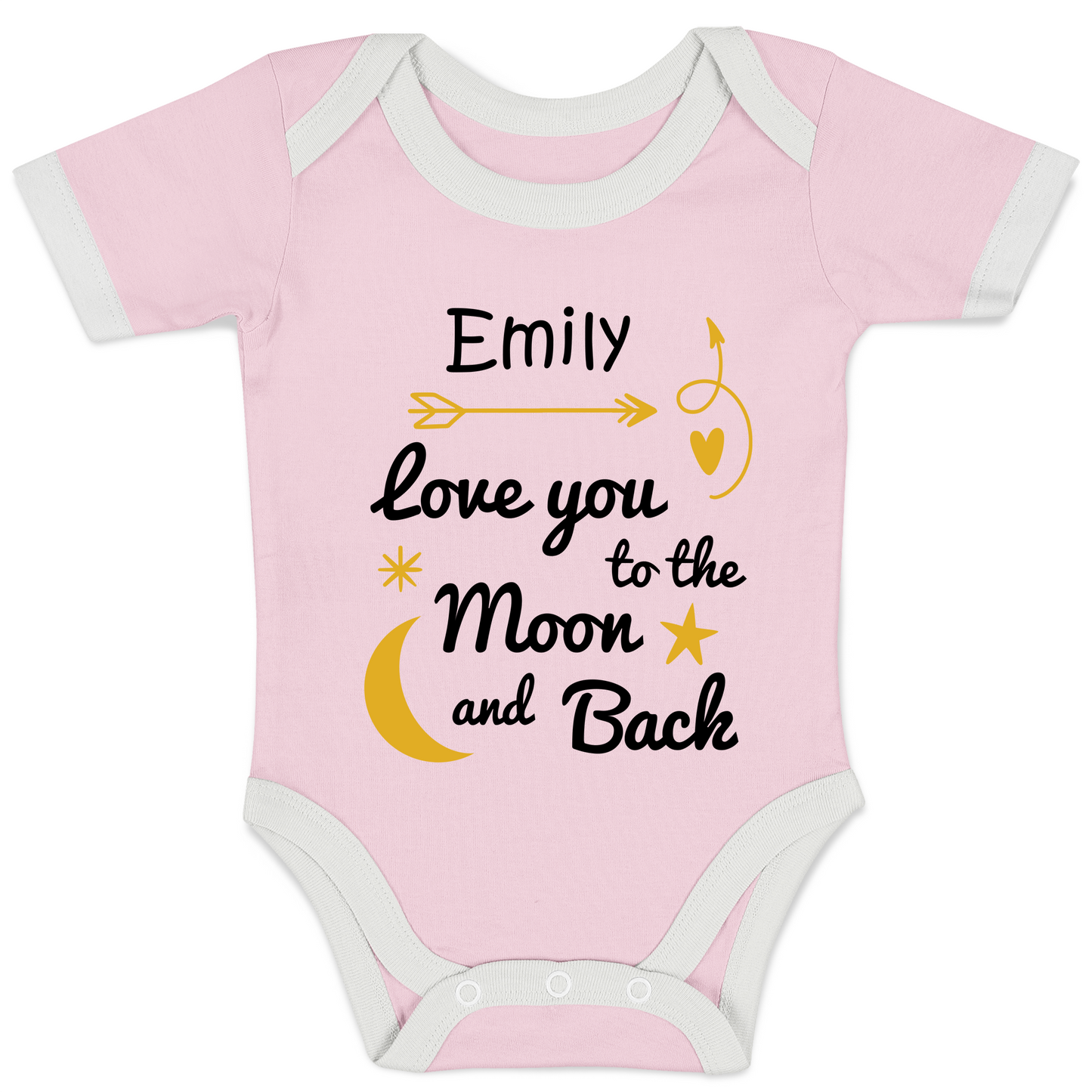 Personalized Organic Baby Bodysuit - Love You To The Moon & Back (Pink)