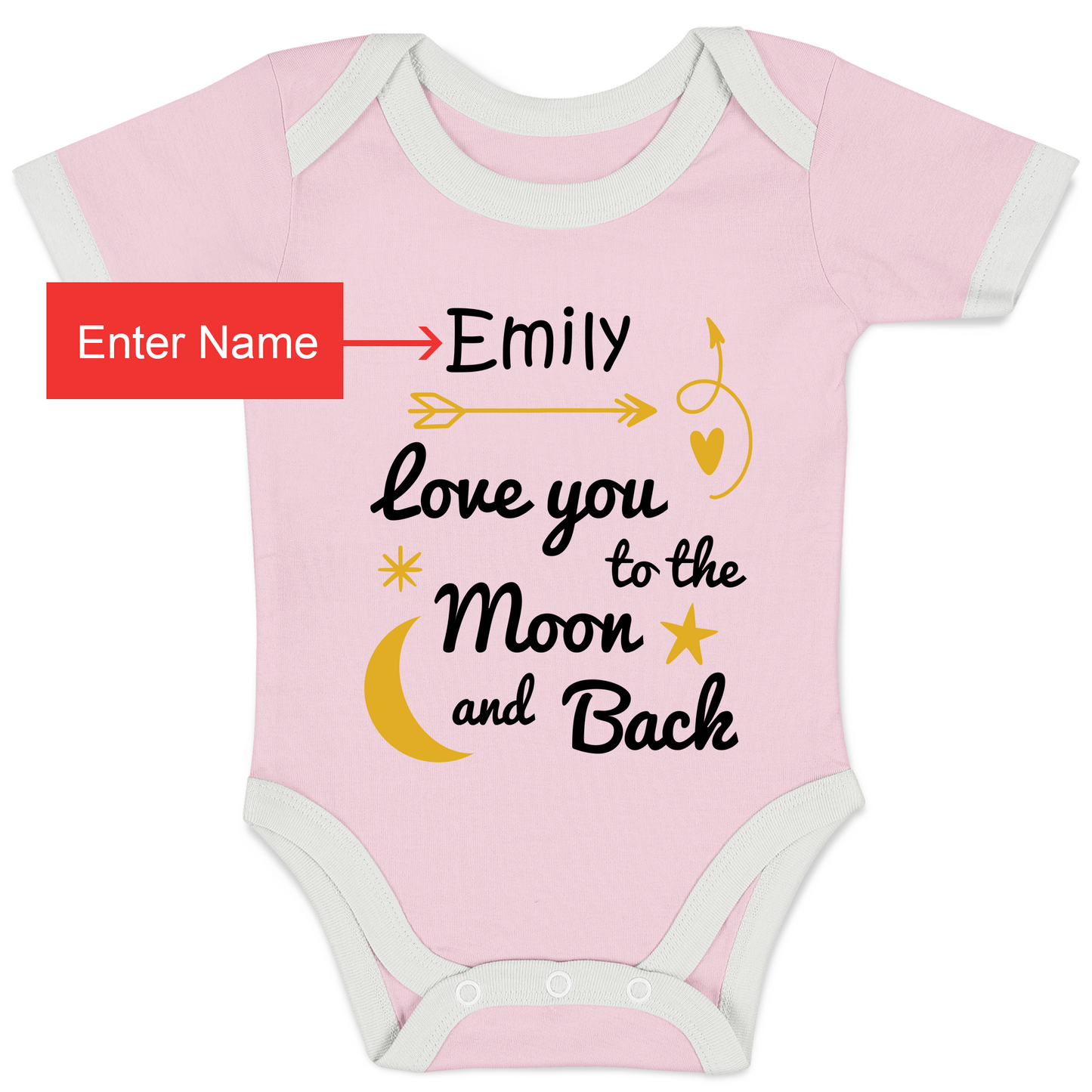 Personalized Organic Baby Bodysuit - Love You To The Moon & Back (Pink)