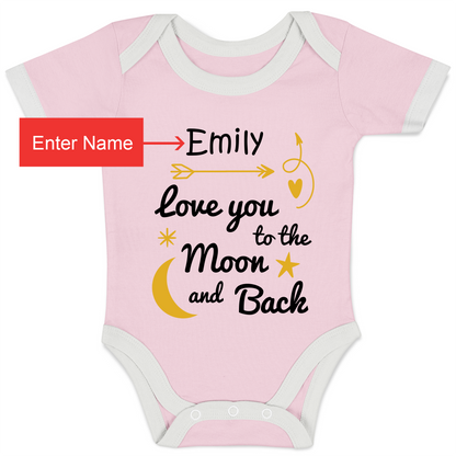 Personalized Organic Baby Bodysuit - Love You To The Moon & Back (Pink)