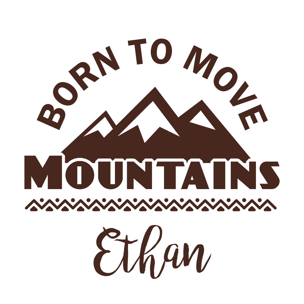 Personalized Organic Baby Bodysuit - Born To Move Mountains (White / Short Sleeve)