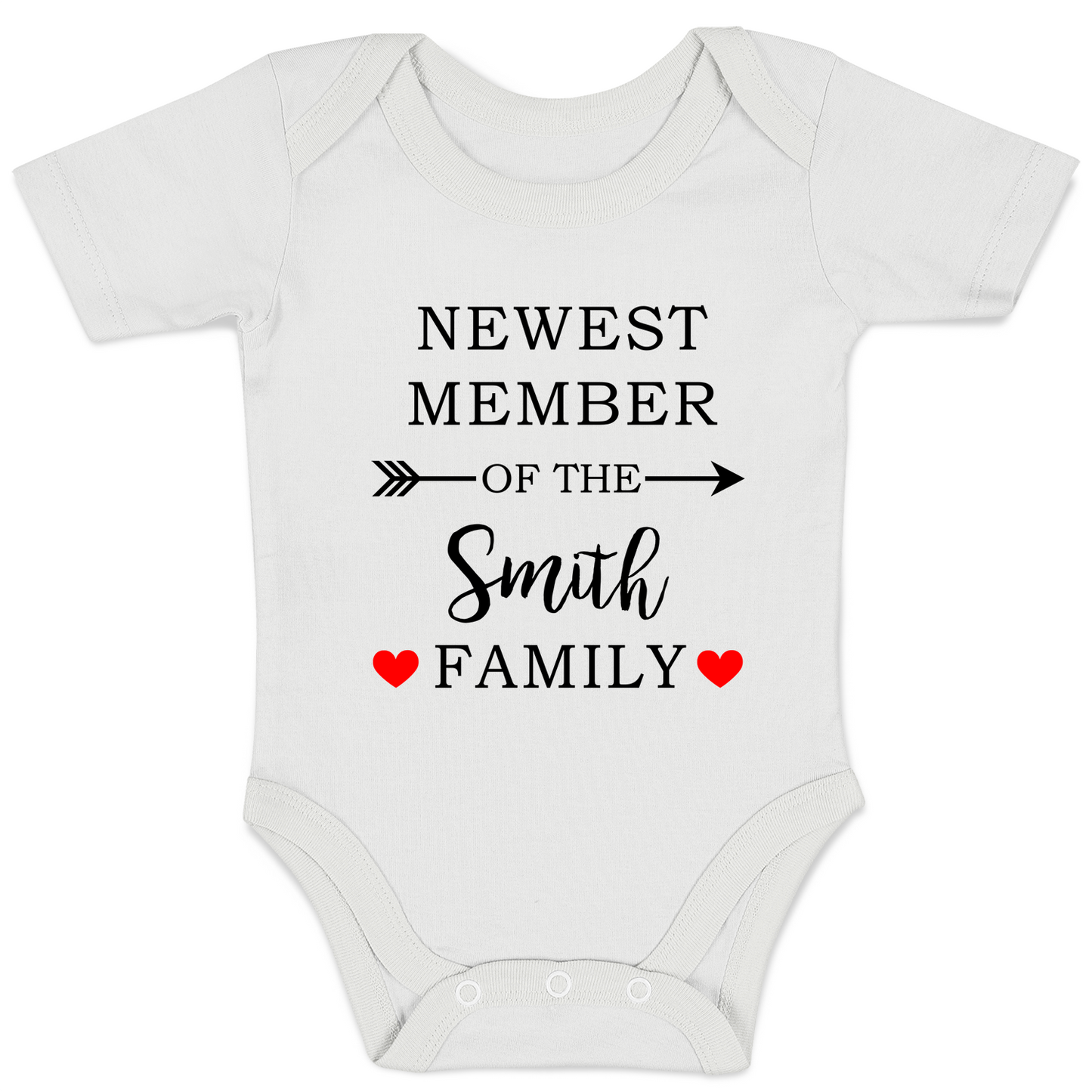 Personalized Organic Baby Bodysuit - Newest Member of the Family (White)