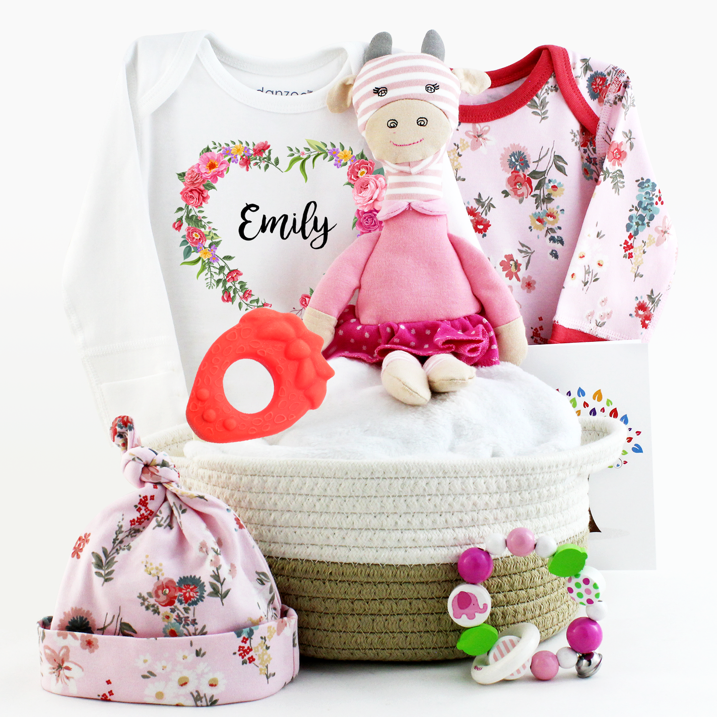 Zeronto Baby Girl Gift Basket - Pink Blossom