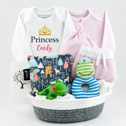 Zeronto Baby Girl Gift Basket - Princess & Skippy Frog