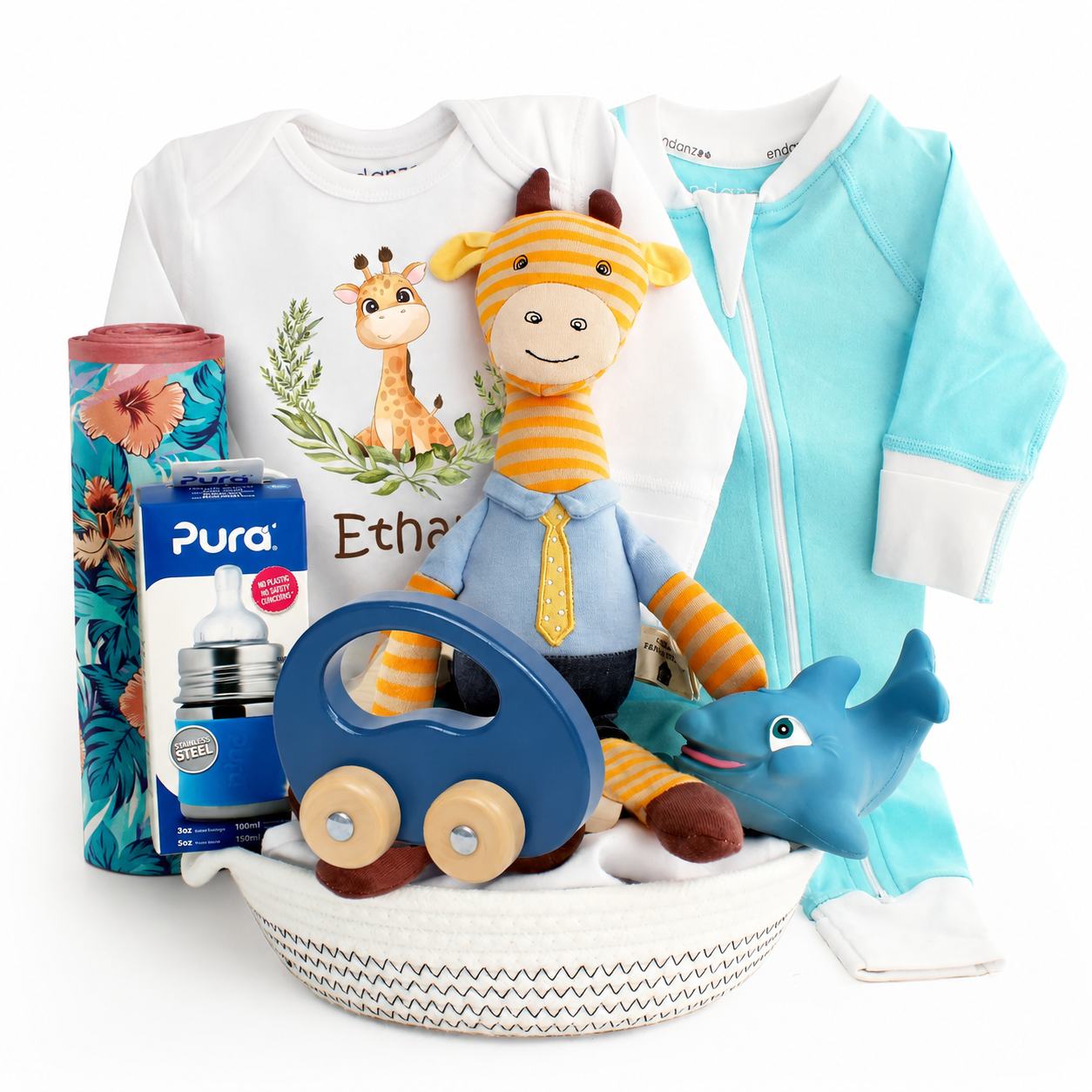 Zeronto Baby Boy Gift Basket - Safari Giraffe
