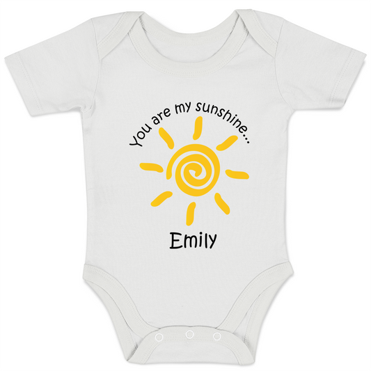 Personalized Organic Baby Bodysuit - You Are My Sunshine (White)