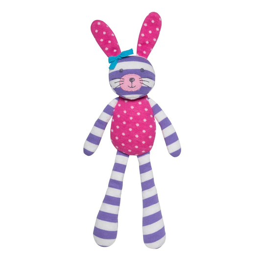 Organic Farm Buddies Organic Plush Toy - Spring Bunny Mini (Purple Stripe & Pink Polka Dot)