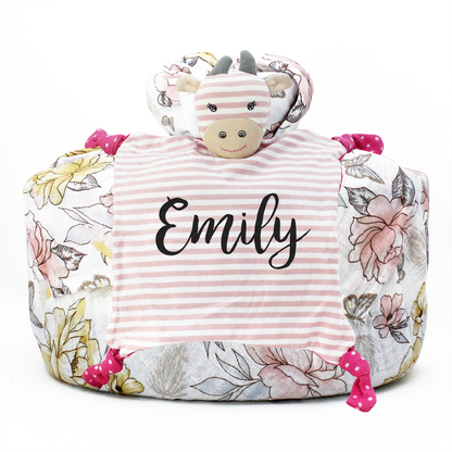 Zeronto Luxury Baby Girl Gift Basket - Pink Flowers