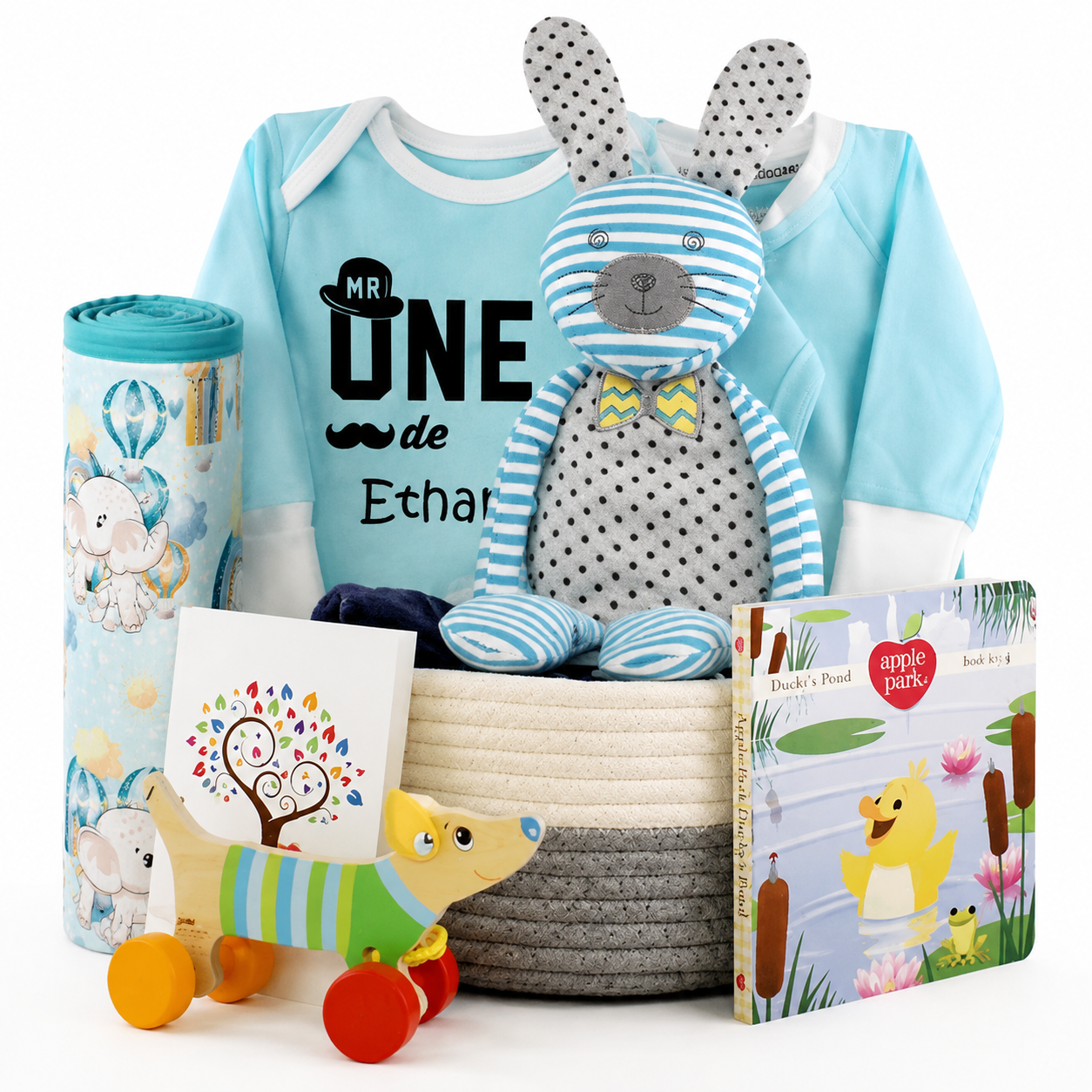 Zeronto Baby Boy First Birthday Gift Basket - Mr One-derful Boy & Friends
