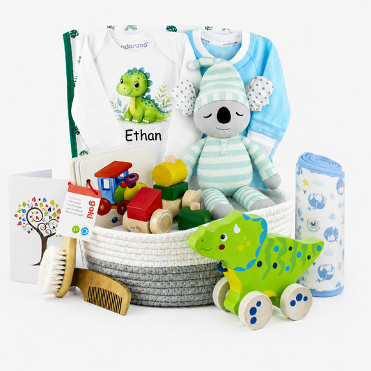 Zeronto Baby Boy Gift Basket - Green Dino & Friends