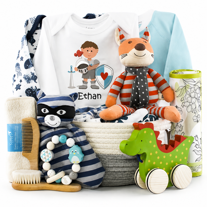 Zeronto Baby Boy Gift Basket - The Knight Has Arrived