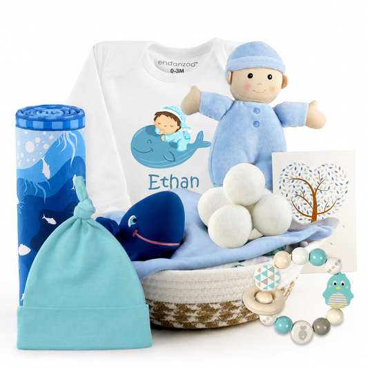 Zeronto Baby Boy Gift Basket - Whale's Tale