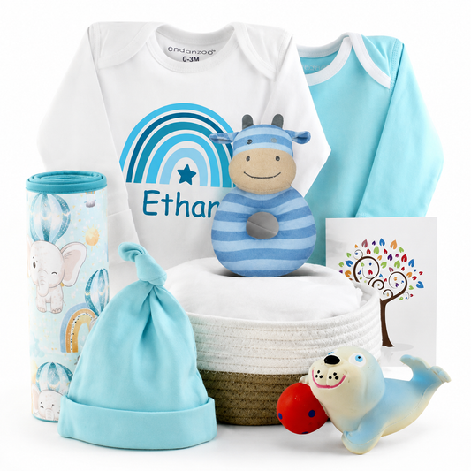 Zeronto Baby Boy Gift Box - Blue Rainbow