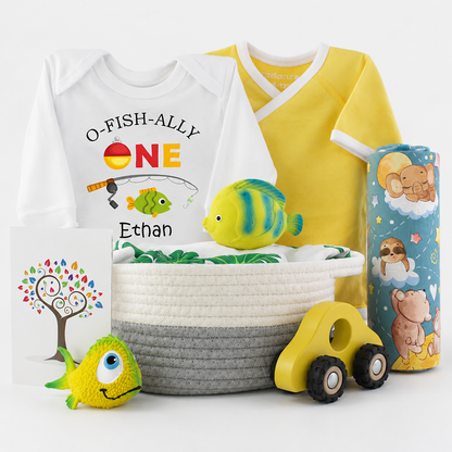 Zeronto Baby First Birthday Gift Basket - O-fish-ally ONE