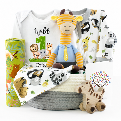 Zeronto Baby First Birthday Gift Basket - Wild One