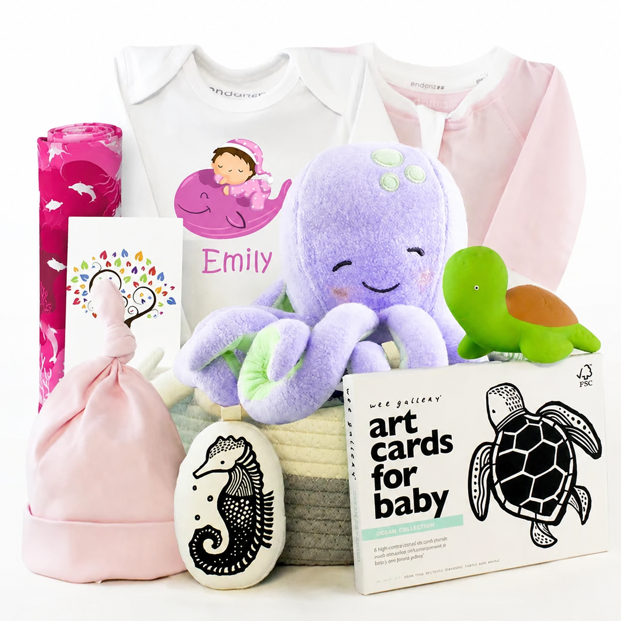 Zeronto Baby Girl Gift Basket - Beautiful Pink Ocean